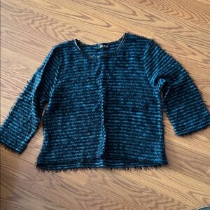 Annabella Textured Black and Blue Sweater